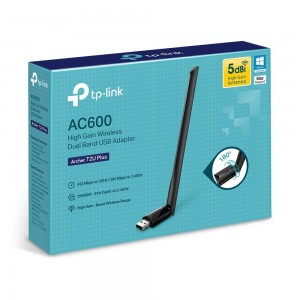 ADAPTOR RETEA wireless Dual Band AC600, de la 1 port USB2.0 la 1 antena externa, 600Mbps, 2.4GHz & 5GHz, „TP-LINK Archer T2U Plus”